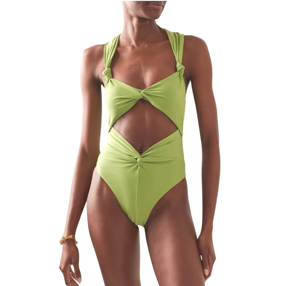 Andrea Iyamah Rora Knotted One Piece Swimsuit Aloe Green XS